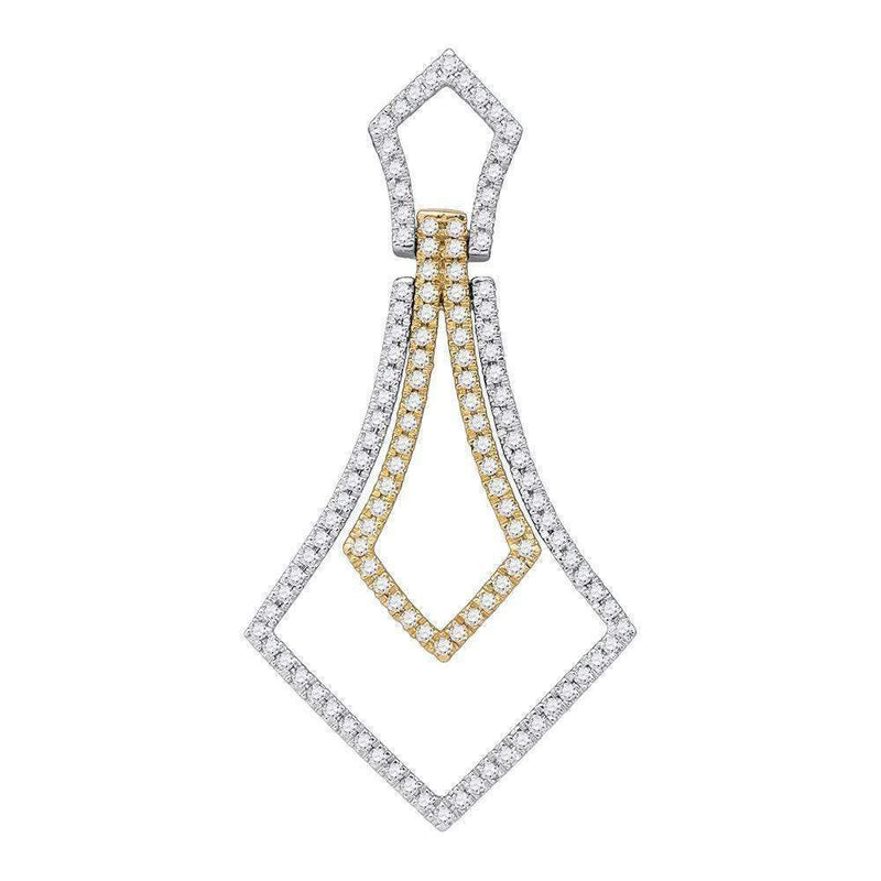 14kt Two-tone Gold Women's Round Diamond 2-tone Pendant 3-8 Cttw - FREE Shipping (US/CAN)-Gold & Diamond Pendants & Necklaces-JadeMoghul Inc.