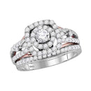 14kt Two-tone Gold Women's Round Diamond Bridal Wedding Engagement Ring Band Set 1-1-5 Cttw - FREE Shipping (US/CAN)-Wedding Jewelry-JadeMoghul Inc.