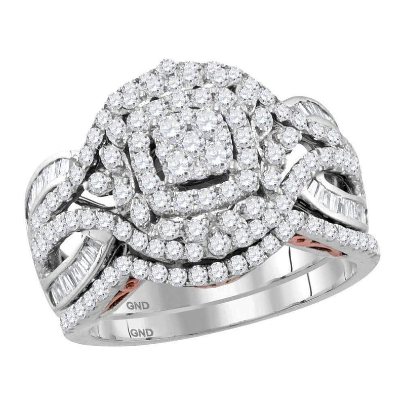 14kt Two-tone Gold Women's Round Diamond Bridal Wedding Engagement Ring Band Set 1-1/2 Cttw - FREE Shipping (US/CAN)-Wedding Jewelry-5-JadeMoghul Inc.