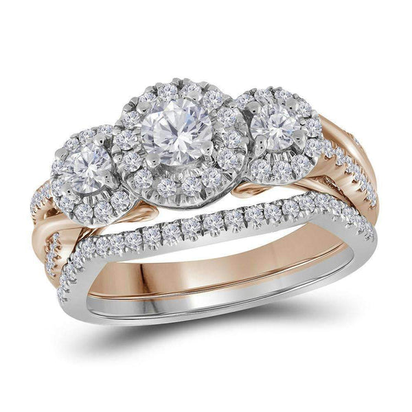 14kt Two-tone Gold Womens Round Diamond Bridal Wedding Engagement Ring Band Set 1.00 Cttw - FREE Shipping (US/CAN)-Gold & Diamond Wedding Ring Sets-6-JadeMoghul Inc.