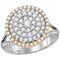14kt Two-tone Gold Women's Round Diamond Concentric Circle Cluster Ring 1-3-8 Cttw - FREE Shipping (US/CAN)-Rings And Bands-JadeMoghul Inc.