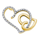 14kt Two-tone Gold Women's Round Diamond Heart Love Pendant 1-6 Cttw - FREE Shipping (US/CAN)-Gold & Diamond Pendants & Necklaces-JadeMoghul Inc.