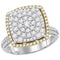 14kt Two-tone Gold Women's Round Diamond Square Cluster Ring 1-3-8 Cttw - FREE Shipping (US/CAN)-Rings And Bands-JadeMoghul Inc.