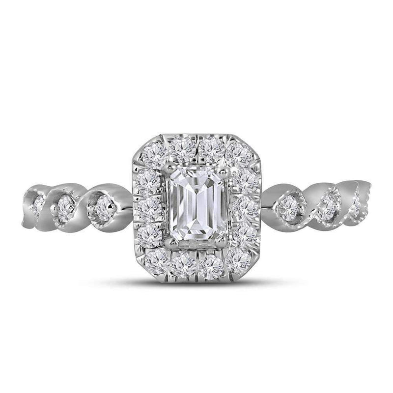 14kt Two-tone White Gold Women's Emerald Diamond Solitaire Bellina Bridal Wedding Engagement Ring 3/4 Cttw - FREE Shipping (US/CAN)-Gold & Diamond Engagement & Anniversary Rings-5.5-JadeMoghul Inc.
