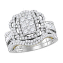 14kt Two-tone White Gold Women's Round Diamond Bridal Wedding Engagement Ring Band Set 1-3/8 Cttw - FREE Shipping (US/CAN)-Wedding Jewelry-5-JadeMoghul Inc.