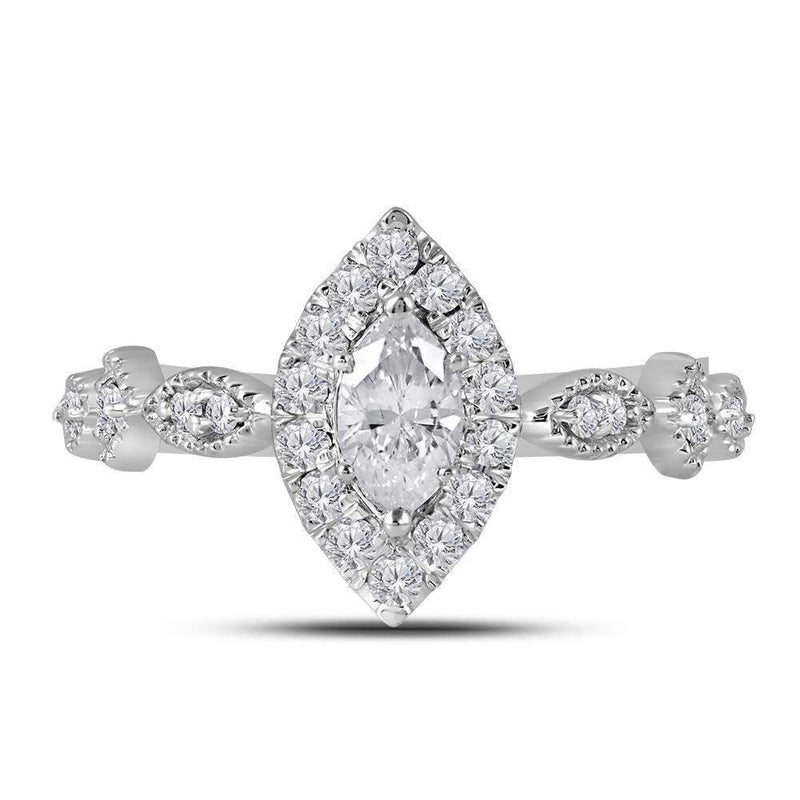 14kt Two-tone White Rose Gold Women's Marquise Diamond Solitaire Bellina Bridal Wedding Engagement Ring 3/4 Cttw - FREE Shipping (US/CAN)-Gold & Diamond Engagement & Anniversary Rings-5-JadeMoghul Inc.