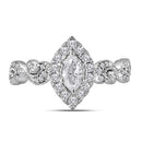 14kt Two-tone White Rose Gold Women's Marquise Diamond Solitaire Bellina Bridal Wedding Engagement Ring 3/4 Cttw - FREE Shipping (US/CAN)-Wedding Jewelry-5.5-JadeMoghul Inc.