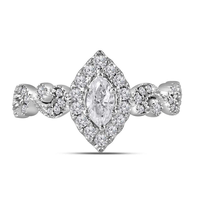 14kt Two-tone White Rose Gold Women's Marquise Diamond Solitaire Bellina Bridal Wedding Engagement Ring 3/4 Cttw - FREE Shipping (US/CAN)-Wedding Jewelry-5.5-JadeMoghul Inc.