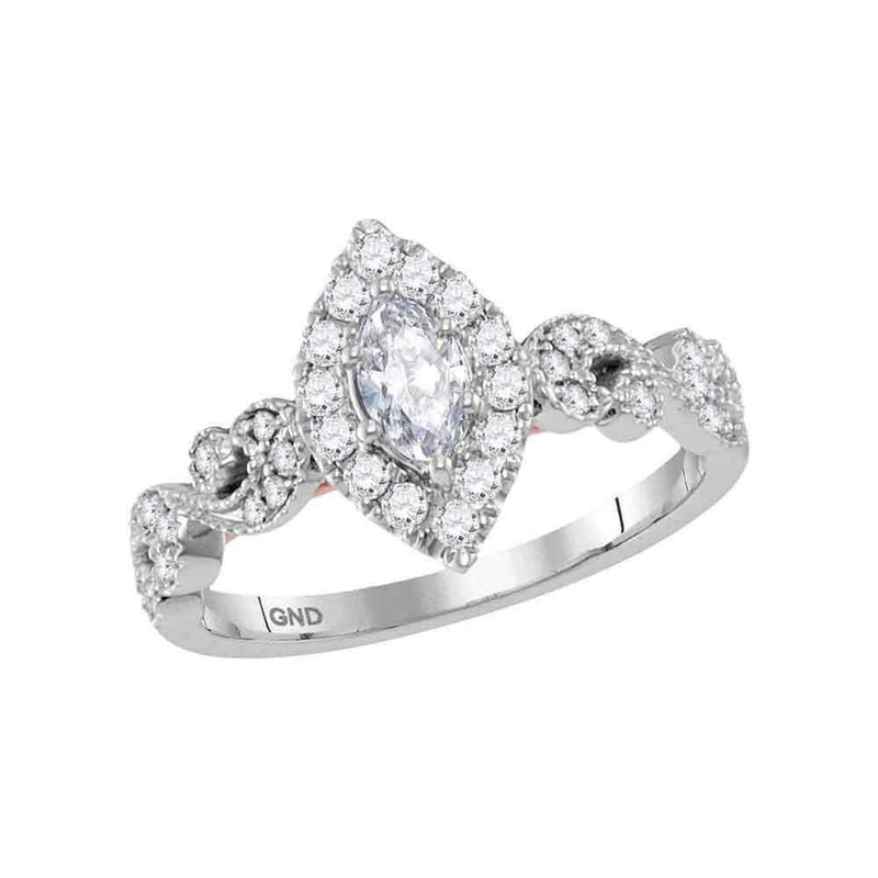 14kt Two-tone White Rose Gold Women's Marquise Diamond Solitaire Bellina Bridal Wedding Engagement Ring 3/4 Cttw - FREE Shipping (US/CAN)-Wedding Jewelry-5.5-JadeMoghul Inc.