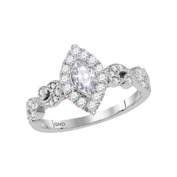 14kt Two-tone White Rose Gold Women's Marquise Diamond Solitaire Bellina Bridal Wedding Engagement Ring 3/4 Cttw - FREE Shipping (US/CAN)-Wedding Jewelry-5.5-JadeMoghul Inc.