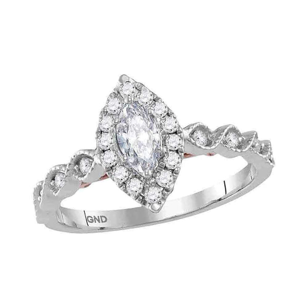 14kt Two-tone White Rose Gold Women's Marquise Diamond Solitaire Bridal Wedding Engagement Ring 3/4 Cttw - FREE Shipping (US/CAN)-Gold & Diamond Engagement & Anniversary Rings-5-JadeMoghul Inc.