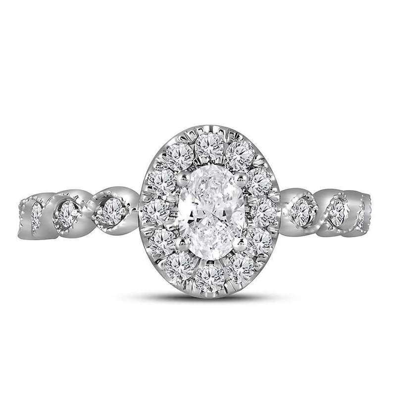 14kt Two-tone White Rose Gold Women's Oval Diamond Solitaire Bellina Bridal Wedding Engagement Ring 3/4 Cttw - FREE Shipping (US/CAN)-Gold & Diamond Engagement & Anniversary Rings-5-JadeMoghul Inc.