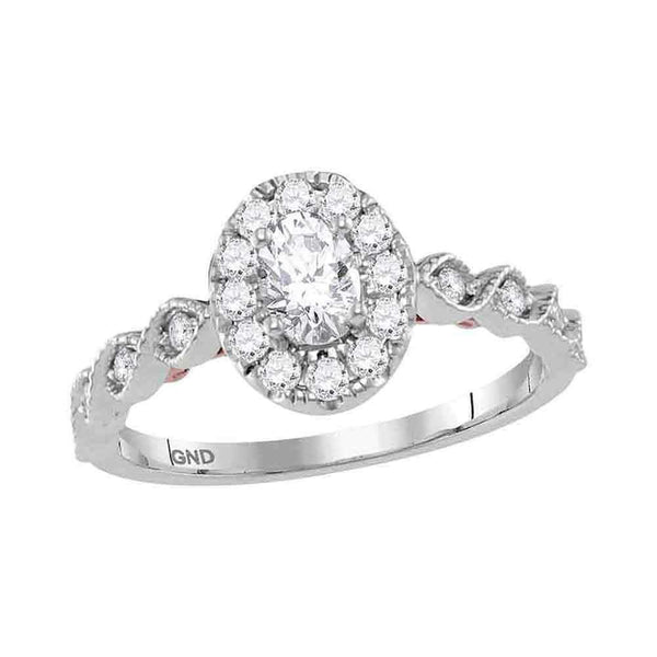 14kt Two-tone White Rose Gold Women's Oval Diamond Solitaire Bellina Bridal Wedding Engagement Ring 3/4 Cttw - FREE Shipping (US/CAN)-Gold & Diamond Engagement & Anniversary Rings-5-JadeMoghul Inc.