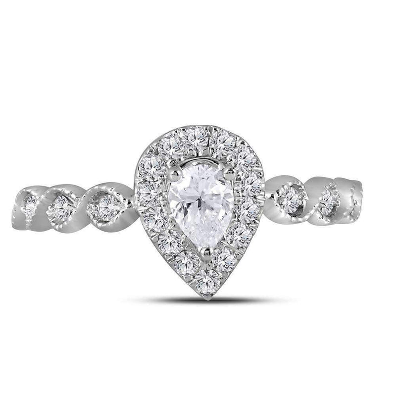 14kt Two-tone White Rose Gold Women's Pear Diamond Teardrop Bellina Bridal Wedding Engagement Ring 3/4 Cttw - FREE Shipping (US/CAN)-Wedding Jewelry-5-JadeMoghul Inc.