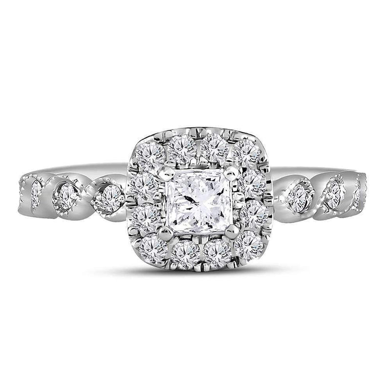 14kt Two-tone White Rose Gold Women's Princess Diamond Solitaire Bellina Bridal Wedding Engagement Ring 3/4 Cttw - FREE Shipping (US/CAN)-Wedding Jewelry-5-JadeMoghul Inc.