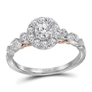 14kt Two-tone White Rose Gold Women's Round Diamond Solitaire Bellina Bridal Wedding Engagement Ring 3-4 Cttw - FREE Shipping (US/CAN)-Wedding Jewelry-JadeMoghul Inc.