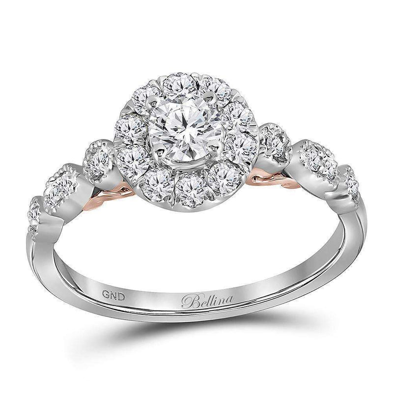 14kt Two-tone White Rose Gold Women's Round Diamond Solitaire Bellina Bridal Wedding Engagement Ring 3-4 Cttw - FREE Shipping (US/CAN)-Wedding Jewelry-JadeMoghul Inc.