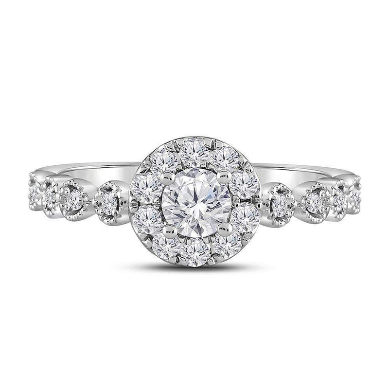 14kt Two-tone White Rose Gold Women's Round Diamond Solitaire Bellina Bridal Wedding Engagement Ring 3/4 Cttw - FREE Shipping (US/CAN)-Gold & Diamond Engagement & Anniversary Rings-5-JadeMoghul Inc.