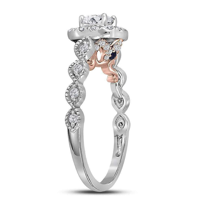 14kt Two-tone White Rose Gold Women's Round Diamond Solitaire Bellina Bridal Wedding Engagement Ring 3/4 Cttw - FREE Shipping (US/CAN)-Gold & Diamond Engagement & Anniversary Rings-5-JadeMoghul Inc.