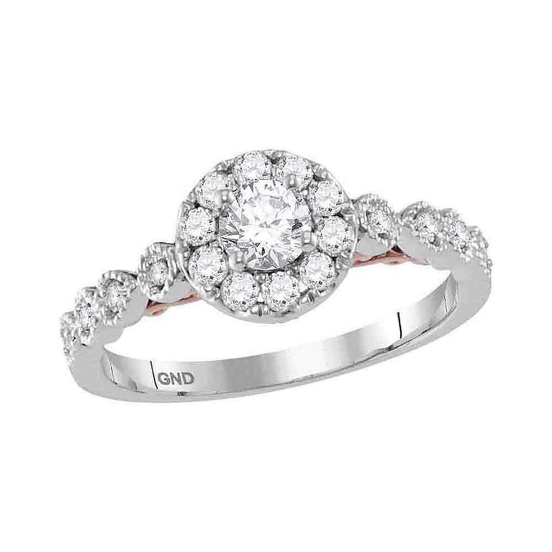 14kt Two-tone White Rose Gold Women's Round Diamond Solitaire Bellina Bridal Wedding Engagement Ring 3/4 Cttw - FREE Shipping (US/CAN)-Gold & Diamond Engagement & Anniversary Rings-5-JadeMoghul Inc.