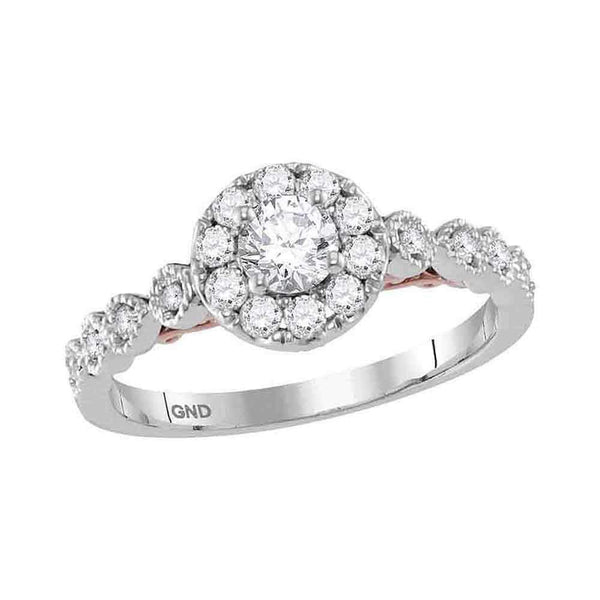 14kt Two-tone White Rose Gold Women's Round Diamond Solitaire Bellina Bridal Wedding Engagement Ring 3/4 Cttw - FREE Shipping (US/CAN)-Gold & Diamond Engagement & Anniversary Rings-5-JadeMoghul Inc.