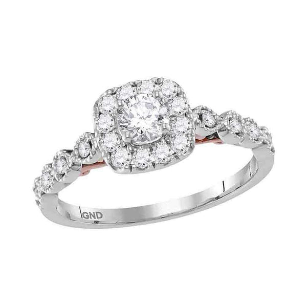 14kt Two-tone White Rose Gold Women's Round Diamond Solitaire Bellina Bridal Wedding Engagement Ring 3/4 Cttw - FREE Shipping (US/CAN)-Gold & Diamond Engagement & Anniversary Rings-5-JadeMoghul Inc.
