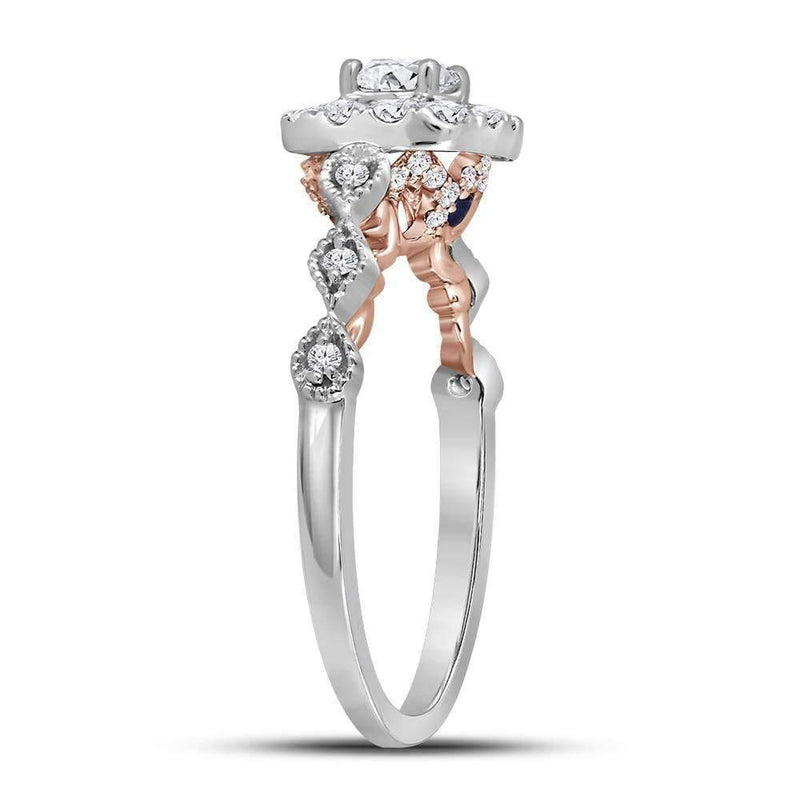 14kt Two-tone White Rose Gold Women's Round Diamond Solitaire Bellina Bridal Wedding Engagement Ring 3/4 Cttw - FREE Shipping (US/CAN)-Wedding Jewelry-5.5-JadeMoghul Inc.