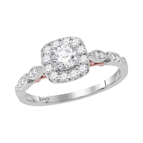 14kt Two-tone White Rose Gold Women's Round Diamond Solitaire Bellina Bridal Wedding Engagement Ring 3/4 Cttw - FREE Shipping (US/CAN)-Wedding Jewelry-5-JadeMoghul Inc.