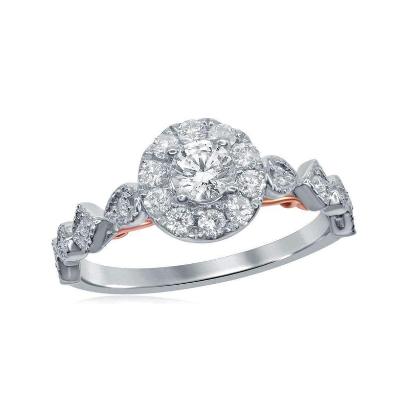 14kt Two-tone White Rose Gold Women's Round Diamond Solitaire Bellina Bridal Wedding Engagement Ring 3/4 Cttw - FREE Shipping (US/CAN)-Wedding Jewelry-6-JadeMoghul Inc.