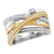 14kt Two-tone White Yellow Gold Women's Round Diamond Crossover Band Ring 1-2 Cttw - FREE Shipping (US/CAN)-Gold & Diamond Bands-JadeMoghul Inc.