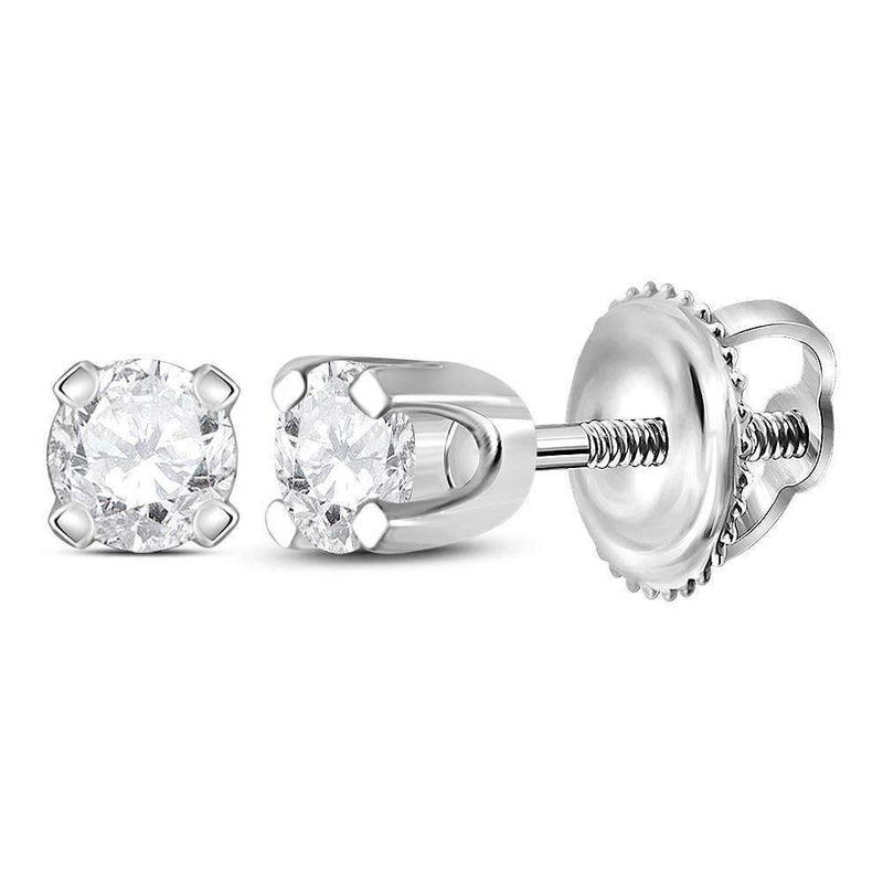 14kt White Gold Child Infant Round Diamond Solitaire Stud Earrings 1-6 Cttw - FREE Shipping (USA/CAN)-Gold & Diamond Earrings-JadeMoghul Inc.