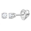 14kt White Gold Girls Infant Round Diamond Solitaire Stud Earrings 1-20 Cttw - FREE Shipping (US/CAN)-Gold & Diamond Earrings-JadeMoghul Inc.