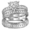 14kt White Gold His & Hers Diamond Heart Matching Bridal Wedding Ring Band Set 1/3 Cttw-Gold & Diamond Wedding Jewelry-JadeMoghul Inc.