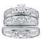 14kt White Gold His & Hers Round Diamond Claddagh Matching Bridal Wedding Ring Band Set 1/8 Cttw - FREE Shipping (US/CAN)-Gold & Diamond Trio Sets-5-JadeMoghul Inc.