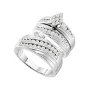 14kt White Gold His & Hers Round Diamond Cluster Matching Bridal Wedding Ring Band Set 1-1/5 Cttw - FREE Shipping (US/CAN)-Gold & Diamond Trio Sets-5-JadeMoghul Inc.