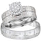 14kt White Gold His & Hers Round Diamond Cluster Matching Bridal Wedding Ring Band Set 1/3 Cttw - FREE Shipping (US/CAN)-Gold & Diamond Trio Sets-5-JadeMoghul Inc.
