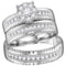 14kt White Gold His & Hers Round Diamond Cluster Matching Bridal Wedding Ring Band Set 3/4 Cttw - FREE Shipping (US/CAN)-Gold & Diamond Trio Sets-5-JadeMoghul Inc.