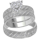 14kt White Gold His & Hers Round Diamond Heart Stripe Matching Bridal Wedding Ring Band Set 1/4 Cttw - FREE Shipping (US/CAN)-Wedding Jewelry-5-JadeMoghul Inc.