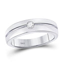 14kt White Gold Mens Bezel-set Diamond Wedding Band Ring 1/6 Cttw-Gold & Diamond Men Rings-JadeMoghul Inc.