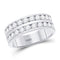 14kt White Gold Mens Diamond Double Row Wedding Band Ring 2.00 Cttw-Gold & Diamond Men Rings-JadeMoghul Inc.