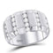 14kt White Gold Mens Diamond Striped Matte Wedding Band Ring 1-1/2 Cttw-Gold & Diamond Men Rings-JadeMoghul Inc.