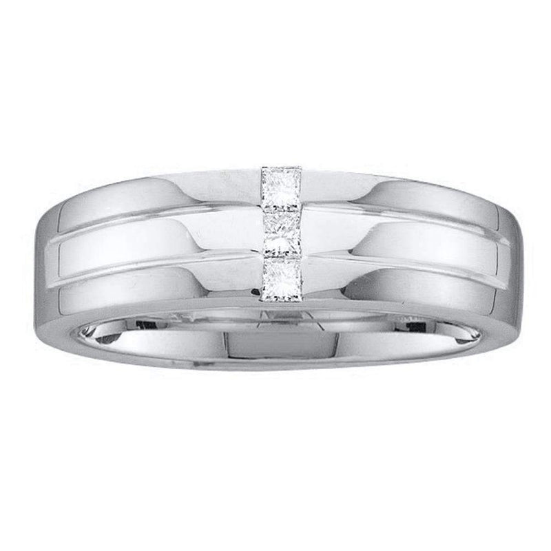 14kt White Gold Men's Princess Channel-set Diamond Single Row Wedding Band Ring 1/6 Cttw - FREE Shipping (US/CAN)-Gold & Diamond Wedding Jewelry-8-JadeMoghul Inc.