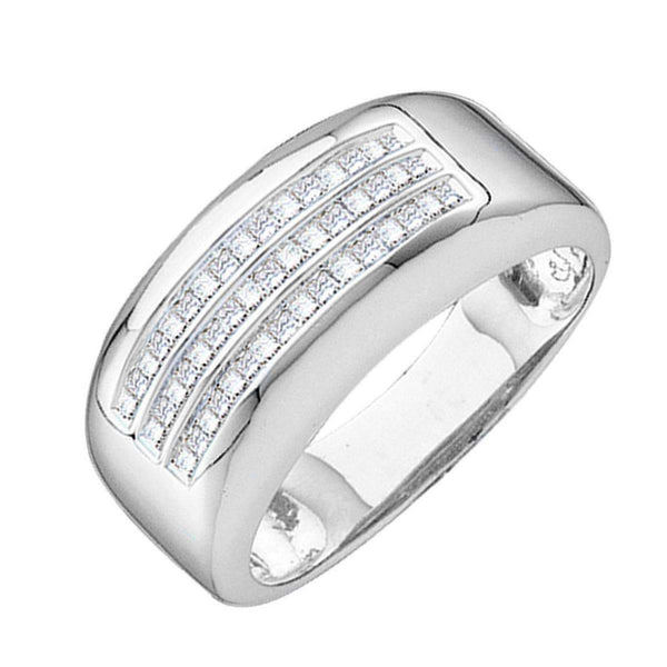 14kt White Gold Men's Princess Diamond Wedding Anniversary Band Ring 1/2 Cttw - FREE Shipping (US/CAN)-Gold & Diamond Wedding Jewelry-8.5-JadeMoghul Inc.