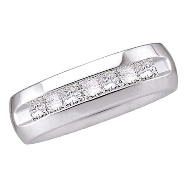 14kt White Gold Men's Princess Diamond Wedding Band Ring 1-1/2 Cttw - FREE Shipping (US/CAN)-Gold & Diamond Wedding Jewelry-8-JadeMoghul Inc.