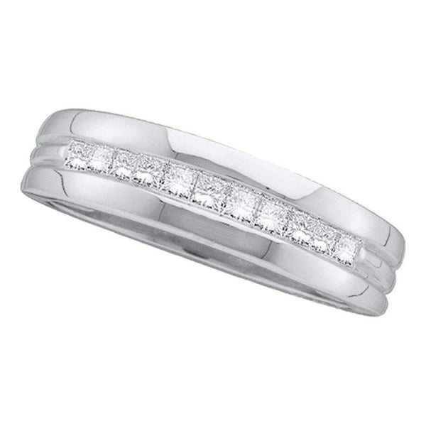 14kt White Gold Men's Princess Diamond Wedding Band Ring 1.00 Cttw - FREE Shipping (US/CAN)-Gold & Diamond Wedding Jewelry-8-JadeMoghul Inc.
