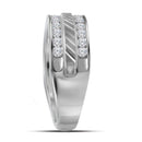 14kt White Gold Men's Round Channel-set Diamond Double Row Grecco Wedding Band Ring 1.00 Cttw - FREE Shipping (US/CAN)-Gold & Diamond Wedding Jewelry-JadeMoghul Inc.