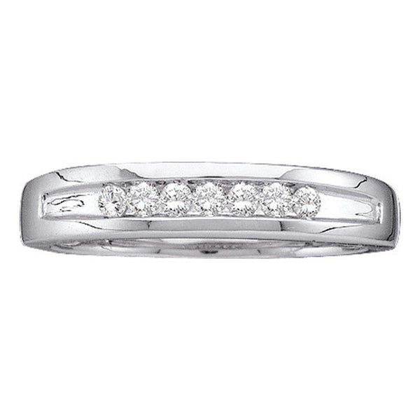 14kt White Gold Mens Round Channel-set Diamond Single Row Wedding Band 1/4 Cttw - FREE Shipping (US/CAN)-Gold & Diamond Wedding Jewelry-5-JadeMoghul Inc.