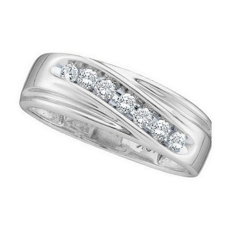 14kt White Gold Mens Round Channel-set Diamond Wedding Anniversary Band Ring 1/4 Cttw - FREE Shipping (US/CAN)-Gold & Diamond Wedding Jewelry-10-JadeMoghul Inc.