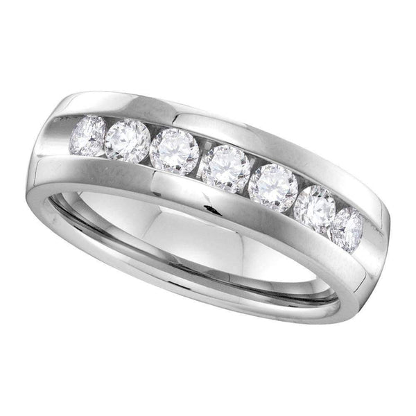 14kt White Gold Men's Round Channel-set Diamond Wedding Band Ring 1.00 Cttw - FREE Shipping (US/CAN)-Gold & Diamond Wedding Jewelry-8-JadeMoghul Inc.