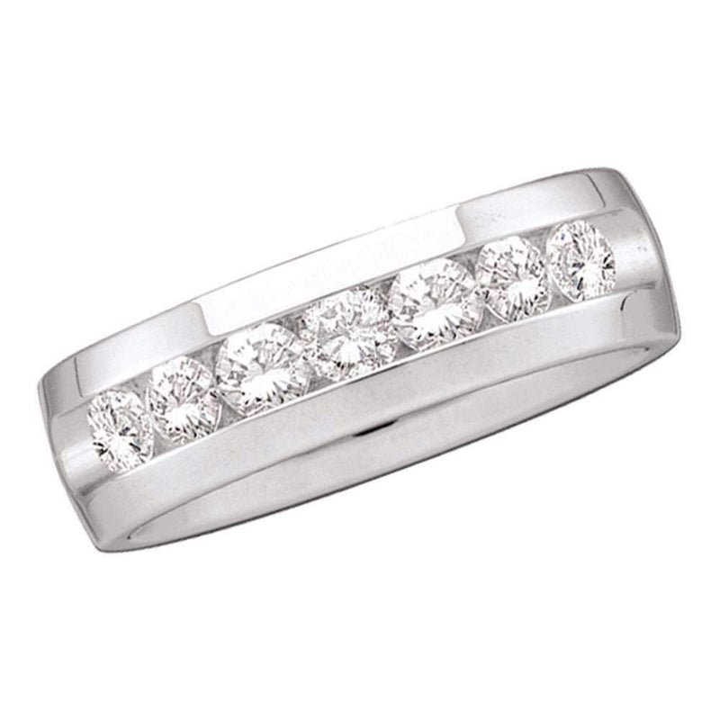 14kt White Gold Men's Round Channel-set Diamond Wedding Band Ring 1/4 Cttw - FREE Shipping (US/CAN)-Gold & Diamond Wedding Jewelry-8-JadeMoghul Inc.